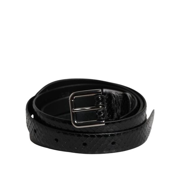 Dolce & Gabbana Black Leather Classic Metal Logo Buckle Men's Belt